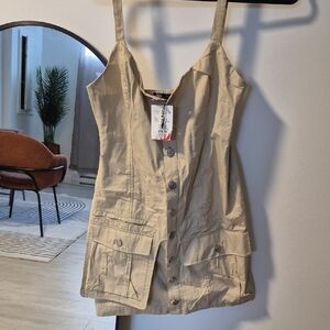 Zara Tan Button-Down Mini Dress